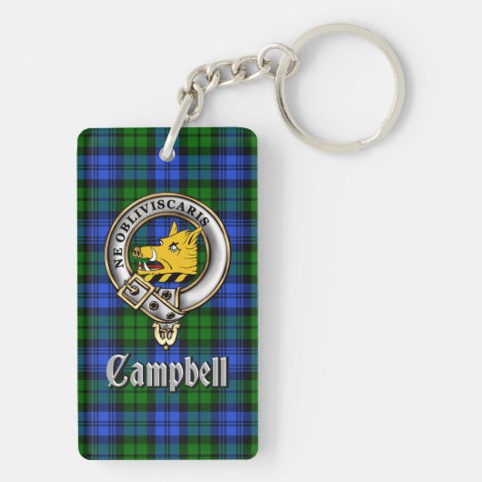 Campbell Clan Badge/Tartan Rectangle Sleutelhanger (achterkant)