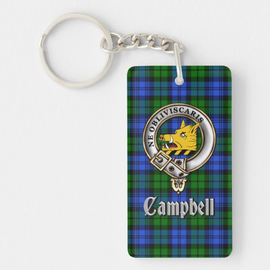 Campbell Clan Badge/Tartan Rectangle Sleutelhanger (Voorkant)