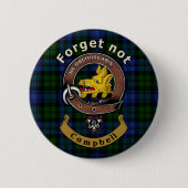Campbell Clan Badge & Tartan Ronde Button 5,7 Cm (Voorkant)