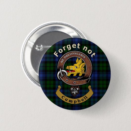 Campbell Clan Badge & Tartan Ronde Button 5,7 Cm (Voorkant /achterkant)