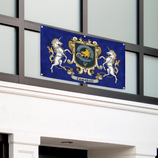 Campbell Clan Badge & Tartan Spandoek (Buitenkant Gebouw)