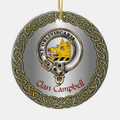 Campbell Clan Badge & Tartan Thistle Personalized Keramisch Ornament (Voorkant)