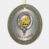 Campbell Clan Badge & Tartan Thistle Personalized Keramisch Ornament (Links)