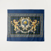 Campbell Clan Badge & Tartan w/Lions Tapestry Wandkleed (Voorkant (horizontaal))