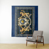 Campbell Clan Badge & Tartan w/Lions Tapestry Wandkleed (In situ)