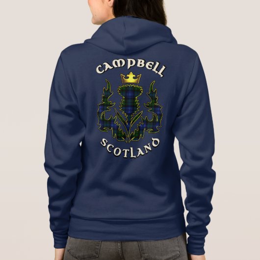 Campbell Clan Badge & Tartan w/Motto Hoodie (Achterkant)