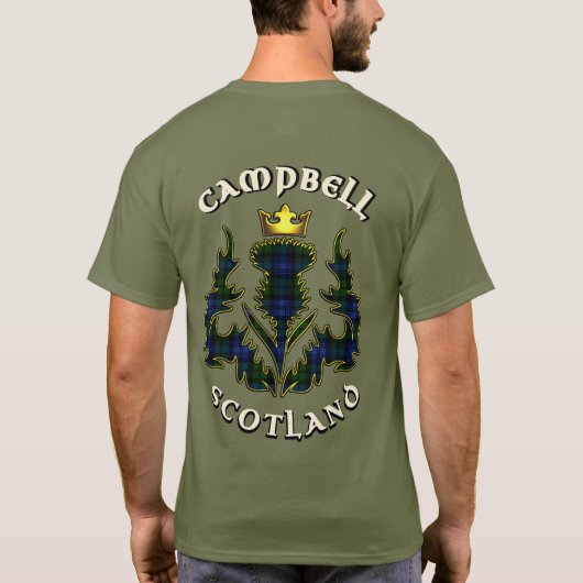 Campbell Clan Badge & Tartan w/Motto T-shirt (Achterkant)