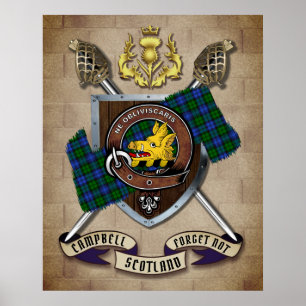 Campbell Clan Badge W/Crossed Swords Poster