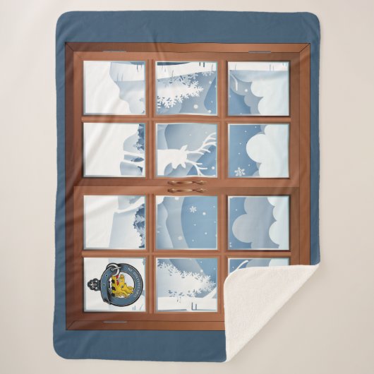 Campbell Clan Badge Winter Scene Large Sherpa Deken (Voorkant)