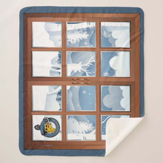 Campbell Clan Badge Winter Scene Medium Sherpa Deken (Voorkant)