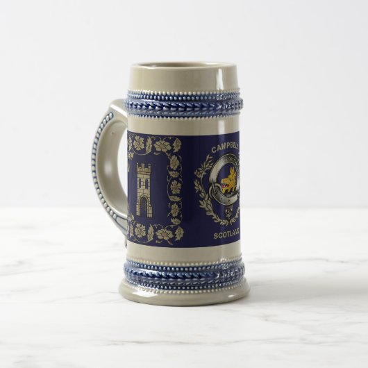 Campbell Clan Castle gepersonaliseerd bier Stein Bierpul (Voorkant links)