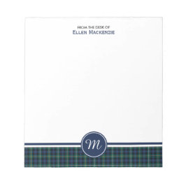 Campbell Clan Navy Blue Scottish Tartan Monogram Notitieblok