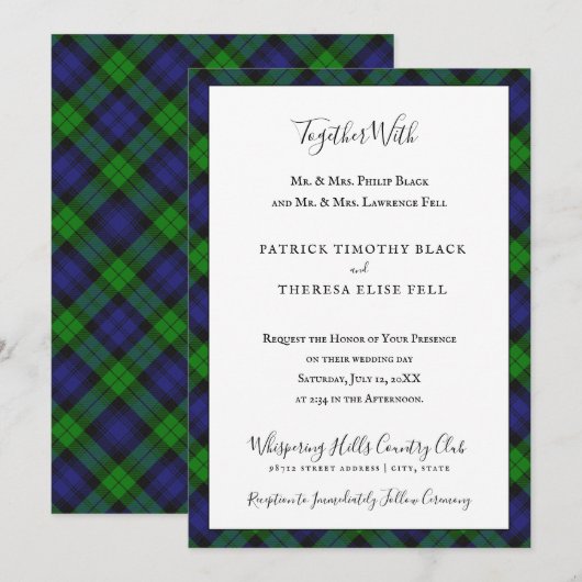 Campbell Clan Tartan Black Watch Bruiloft Kaart (Voorkant / Achterkant)