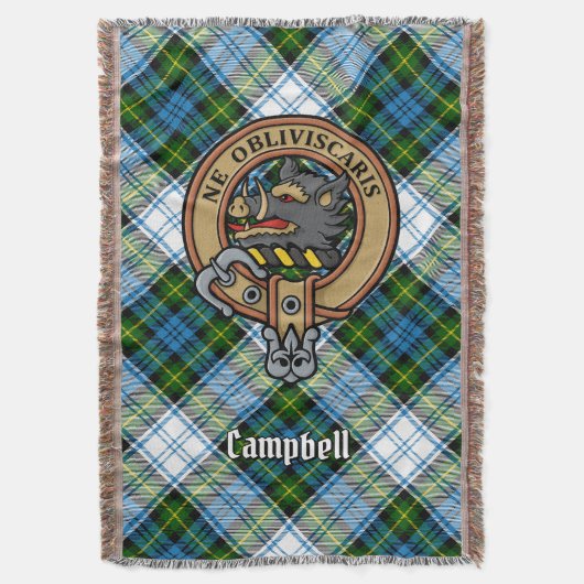Campbell Crest over Dress Tartan Deken (Voorkant Verticaal)