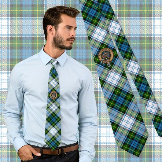 Campbell Crest over Dress Tartan Stropdas