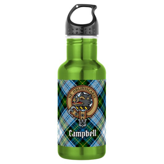 Campbell Crest over Dress Tartan Waterfles (Voorkant)