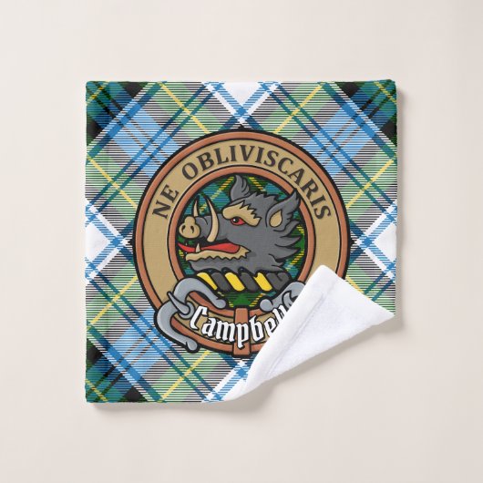Campbell Crest over Jurk Tartan Bad Handdoek (Wasdoekje)