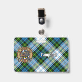 Campbell Crest over Jurk Tartan Badge (Voorkant met clip)