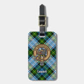 Campbell Crest over Jurk Tartan Bagagelabel (Voorkant verticaal)