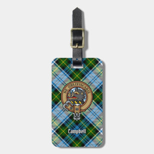 Campbell Crest over Jurk Tartan Bagagelabel