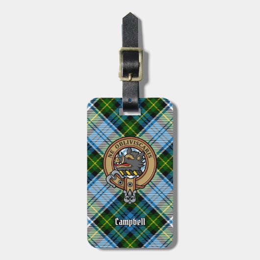 Campbell Crest over Jurk Tartan Bagagelabel (Voorkant verticaal)