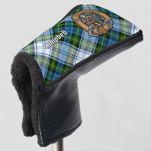 Campbell Crest over Jurk Tartan Golf Head Hoesje Golfheadcover (3/4 voorkant)