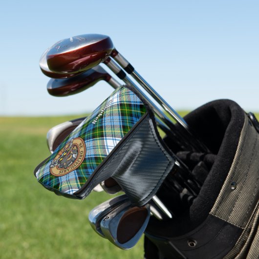 Campbell Crest over Jurk Tartan Golf Head Hoesje Golfheadcover (Insitu)