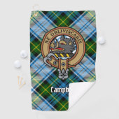 Campbell Crest over Jurk Tartan Golfhanddoek (Insitu)