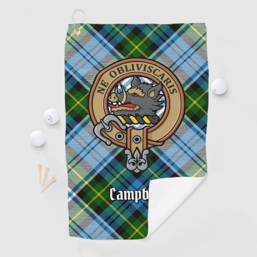 Campbell Crest over Jurk Tartan Golfhanddoek (Insitu)