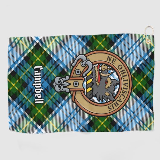 Campbell Crest over Jurk Tartan Golfhanddoek (Horizontaal)