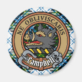 Campbell Crest over Jurk Tartan Magneet (Voorkant)