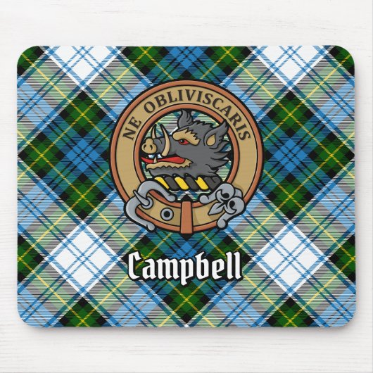 Campbell Crest over Jurk Tartan Muismat (Voorkant)