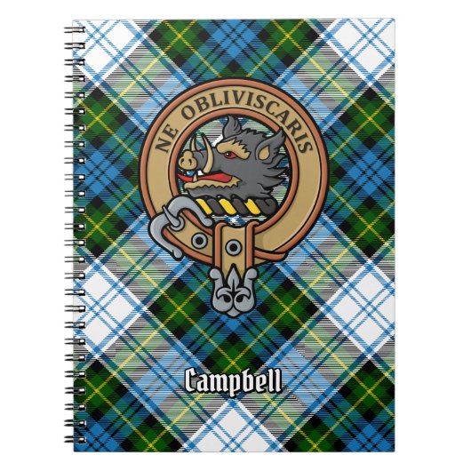 Campbell Crest over Jurk Tartan Notitieboek (Voorkant)