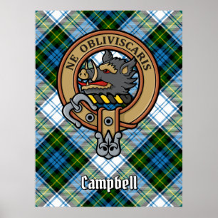 Campbell Crest over Jurk Tartan Poster