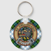 Campbell Crest over Jurk Tartan Sleutelhanger (Voorkant)