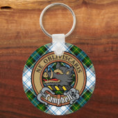 Campbell Crest over Jurk Tartan Sleutelhanger (Voorkant)