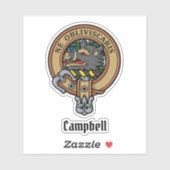 Campbell Crest over Jurk Tartan Sticker (Vel)