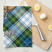 Campbell Crest over Jurk Tartan Theedoek (Quarter Fold)