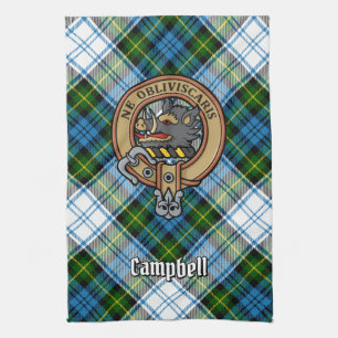 Campbell Crest over Jurk Tartan Theedoek
