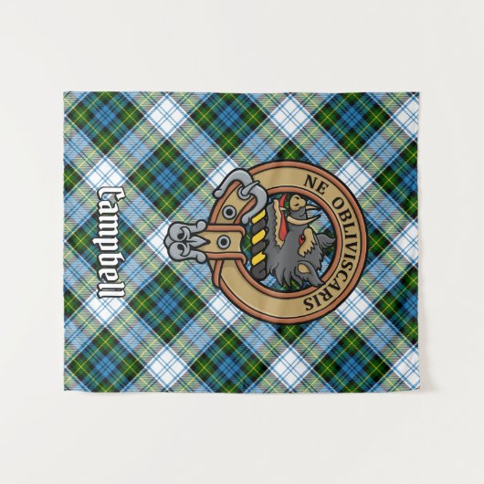 Campbell Crest over Jurk Tartan Wandkleed (Voorkant (horizontaal))