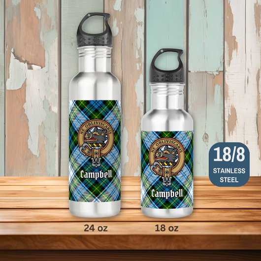 Campbell Crest over Jurk Tartan Waterfles