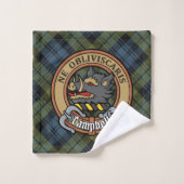Campbell Crest over Tartan Bad Handdoek (Wasdoekje)