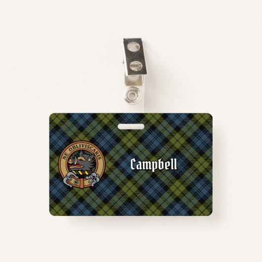 Campbell Crest over Tartan Badge (Voorkant met clip)