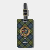 Campbell Crest over Tartan Bagagelabel (Voorkant verticaal)