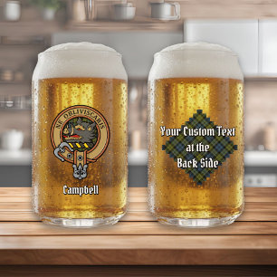 Campbell Crest over Tartan Blikvorm Glas