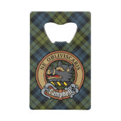 Campbell Crest over Tartan Creditkaart Flessenopener (Voorkant)