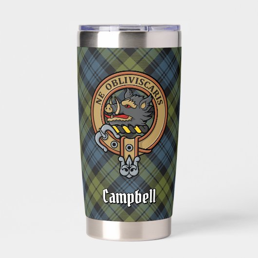 Campbell Crest over Tartan Geïsoleerde Drinkbeker (Voorkant)