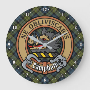 Campbell Crest over Tartan Grote Klok