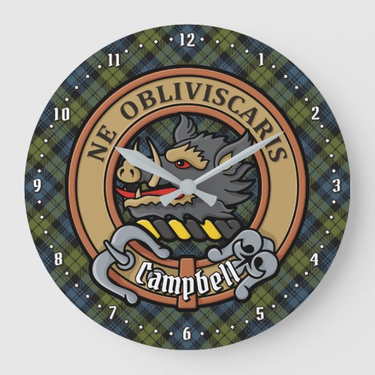 Campbell Crest over Tartan Grote Klok (Voorkant)