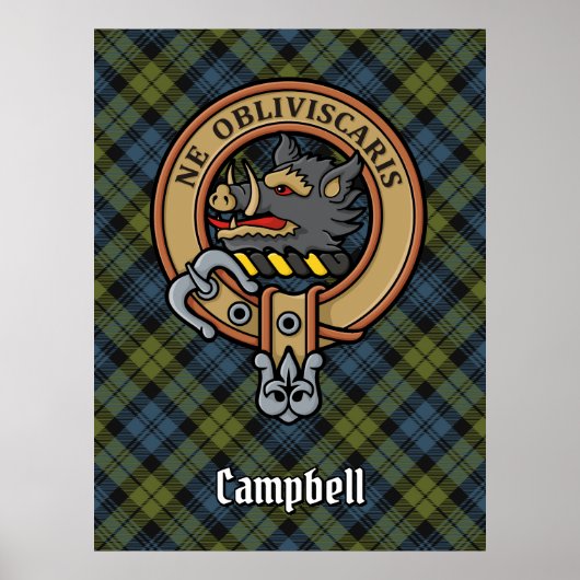 Campbell Crest over Tartan Poster (Voorkant)